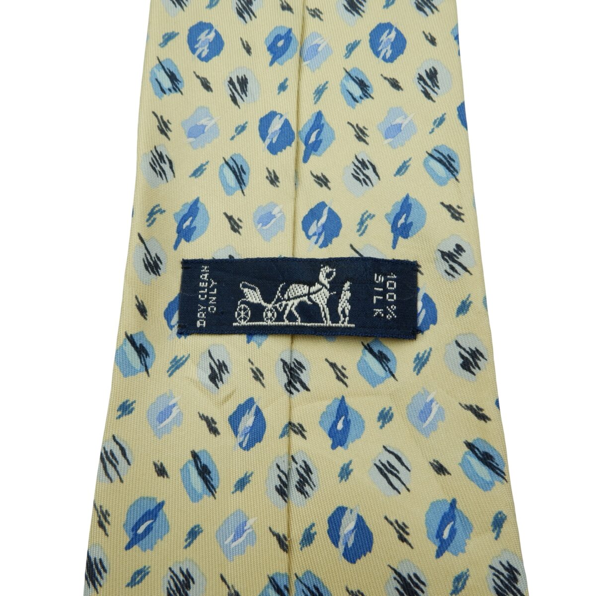 a16058 9 Hermes Tie Silk Yellow Geometric France (US Import Tax Included) มุมที่ 9