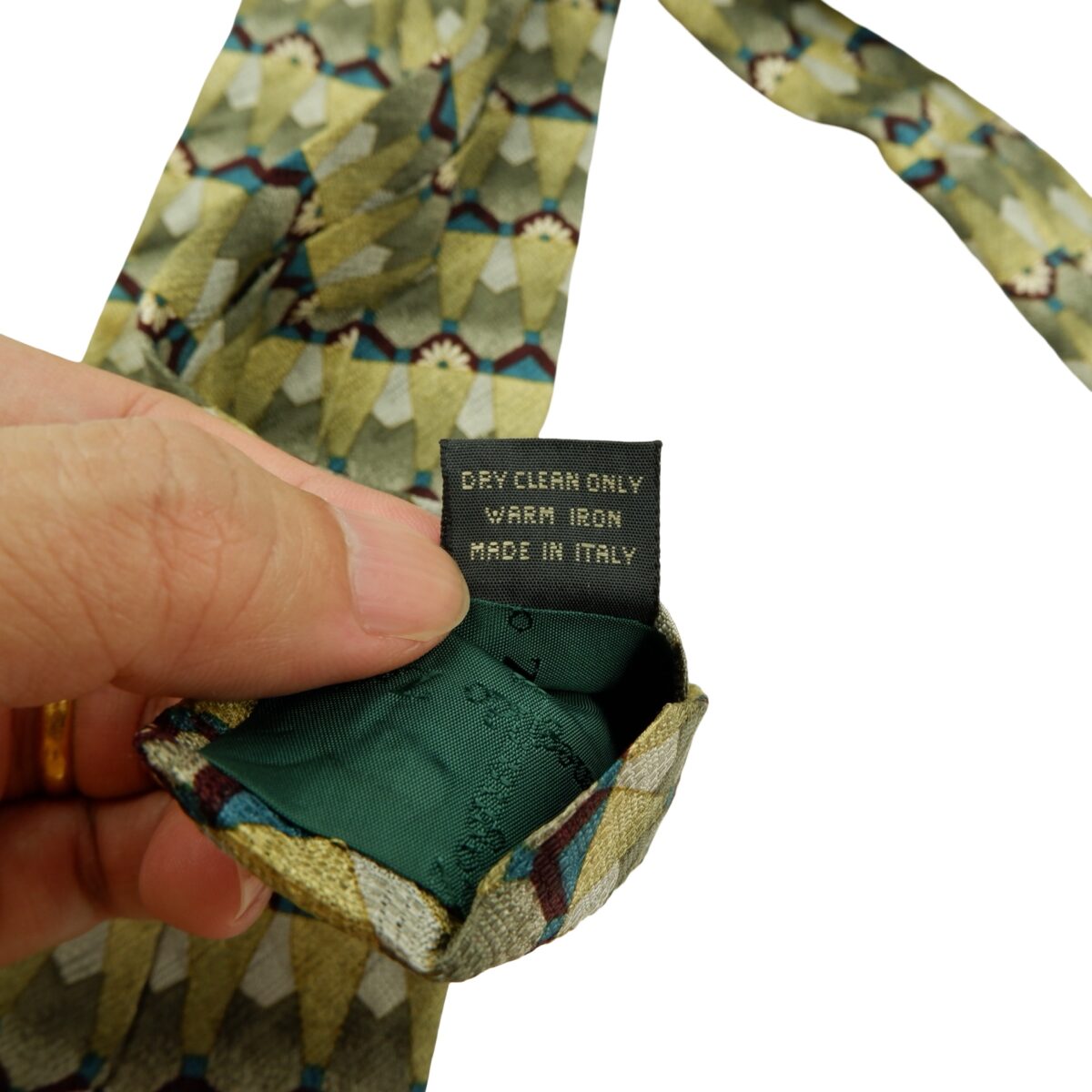 a16061 11 Ermenegildo Zegna Tie Silk Green Geometric Italy (US Import Tax Included) มุมที่ 11