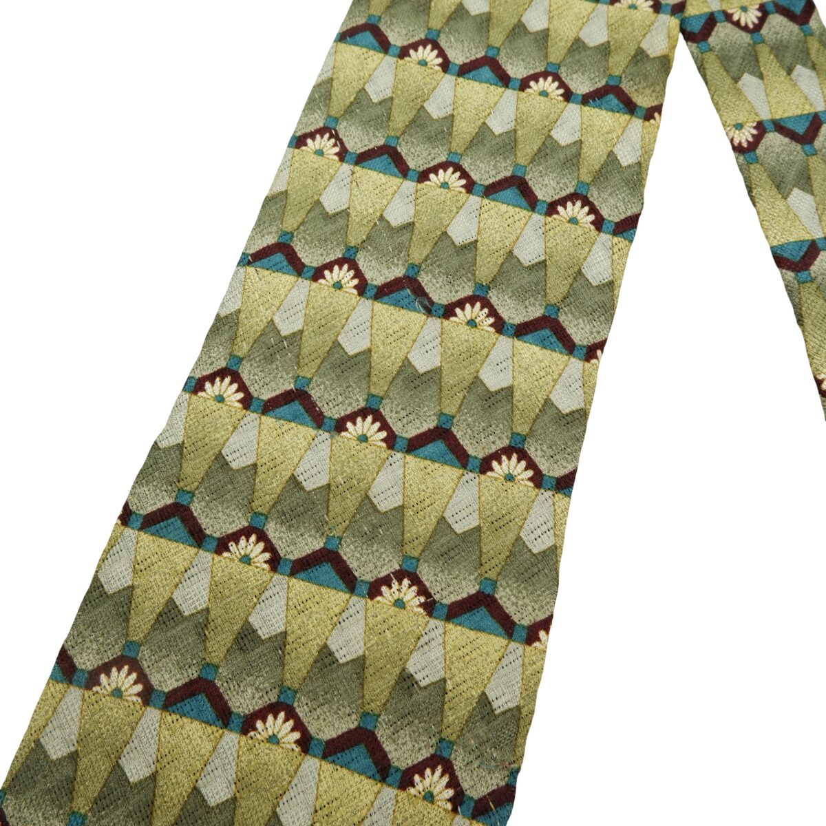 a16061 12 Ermenegildo Zegna Tie Silk Green Geometric Italy (US Import Tax Included) มุมที่ 12