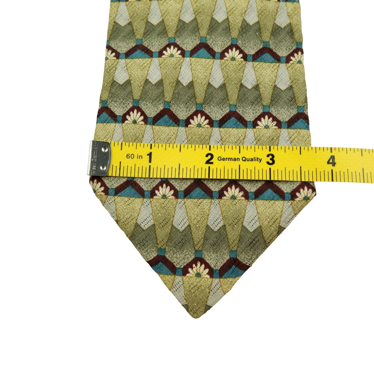 a16061 13 Ermenegildo Zegna Tie Silk Green Geometric Italy (US Import Tax Included) มุมที่ 13