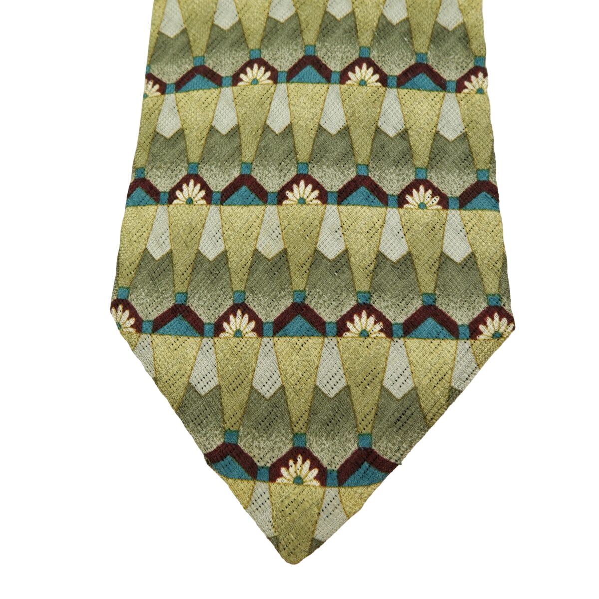 a16061 6 Ermenegildo Zegna Tie Silk Green Geometric Italy (US Import Tax Included) มุมที่ 6