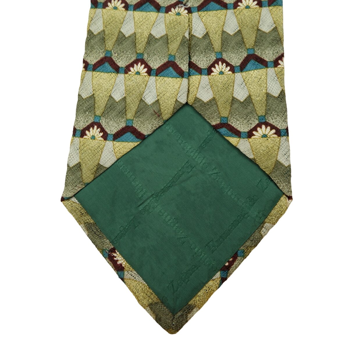 a16061 8 Ermenegildo Zegna Tie Silk Green Geometric Italy (US Import Tax Included) มุมที่ 8