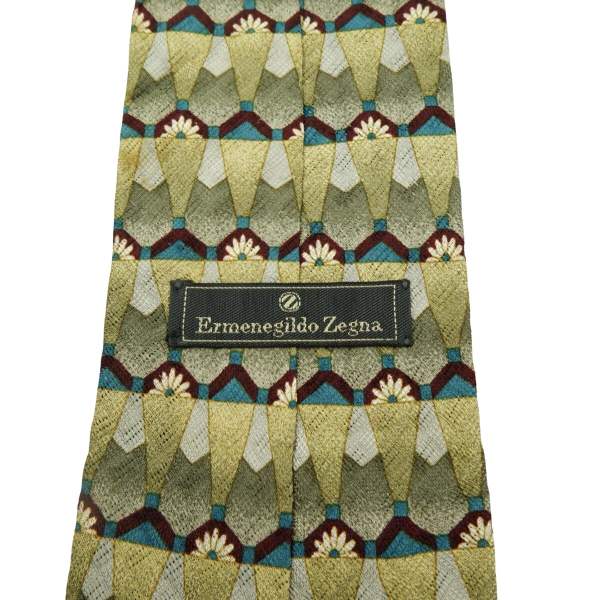a16061 9 Ermenegildo Zegna Tie Silk Green Geometric Italy (US Import Tax Included) มุมที่ 9