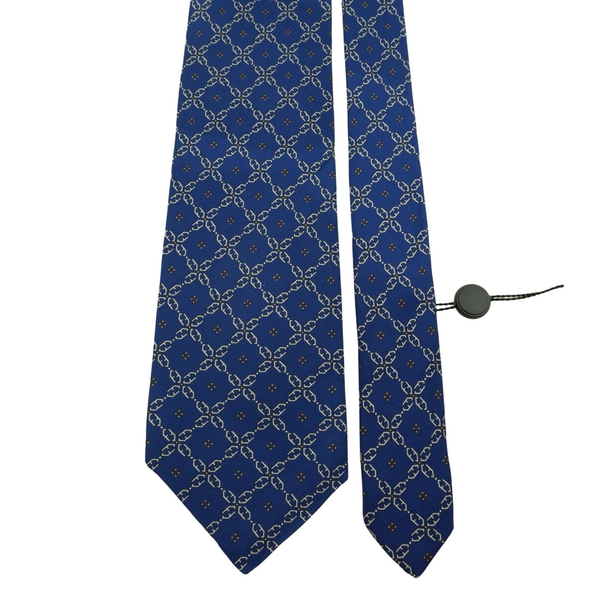 a16063 3 Fendi Tie Silk Blue Checkered Chain Italy (US Import Tax Included) มุมที่ 3