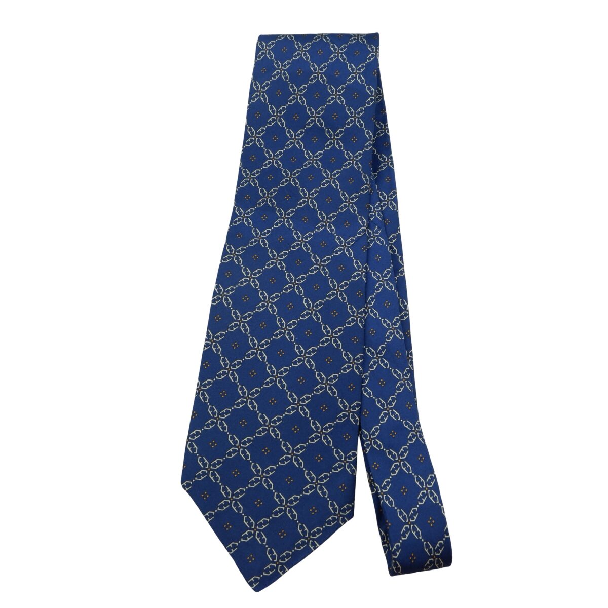 a16063 5 Fendi Tie Silk Blue Checkered Chain Italy (US Import Tax Included) มุมที่ 5