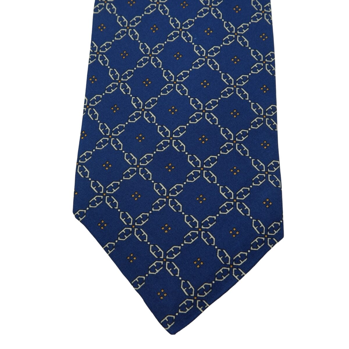 a16063 6 Fendi Tie Silk Blue Checkered Chain Italy (US Import Tax Included) มุมที่ 6