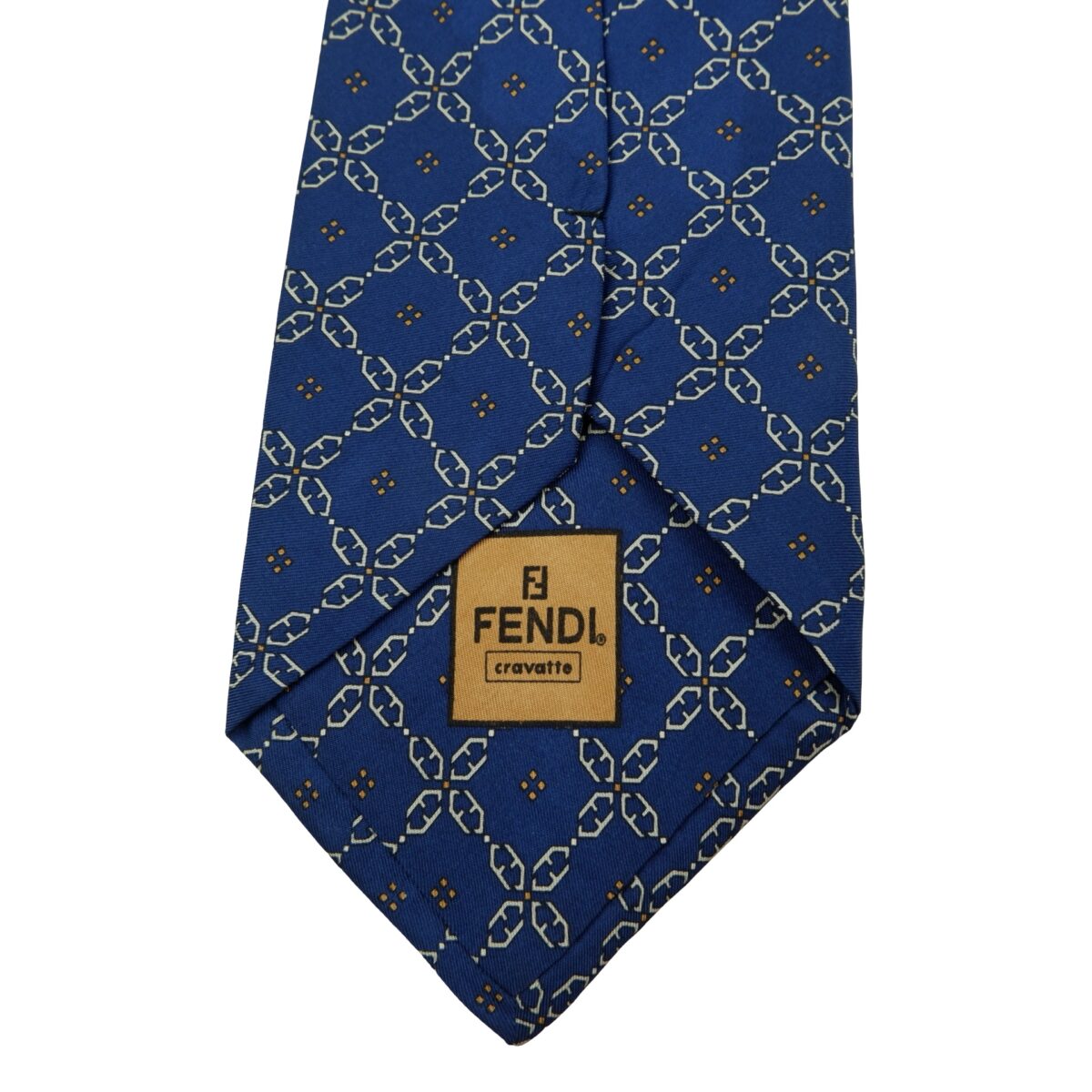 a16063 8 Fendi Tie Silk Blue Checkered Chain Italy (US Import Tax Included) มุมที่ 8