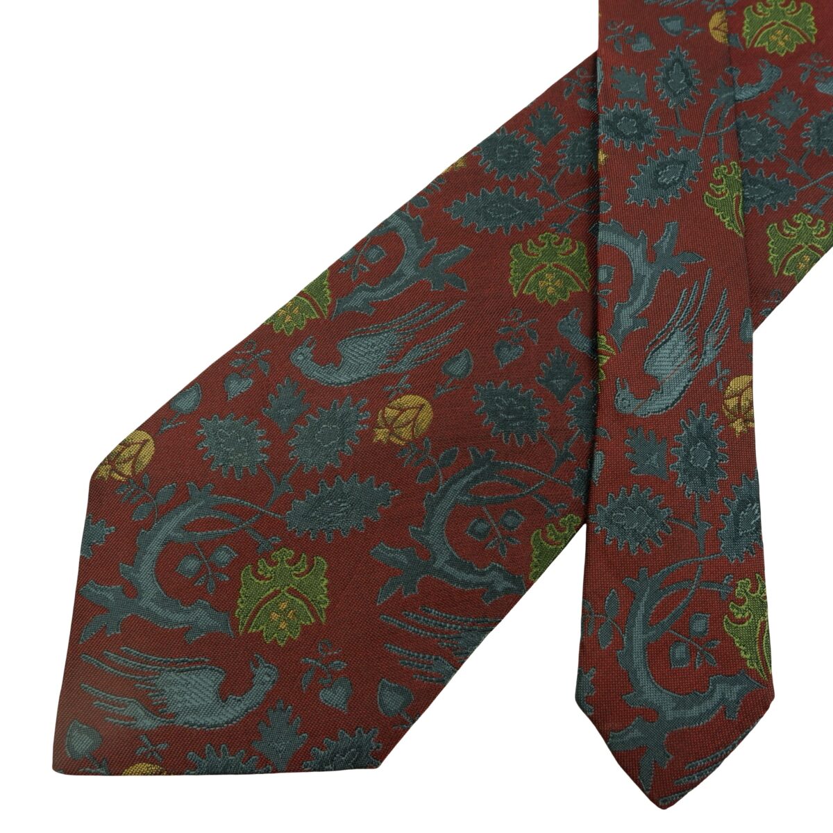 a16064 2 Yves Saint Laurent Tie Silk Brown Floral Pattern Japan (US Import Tax Included) มุมที่ 2