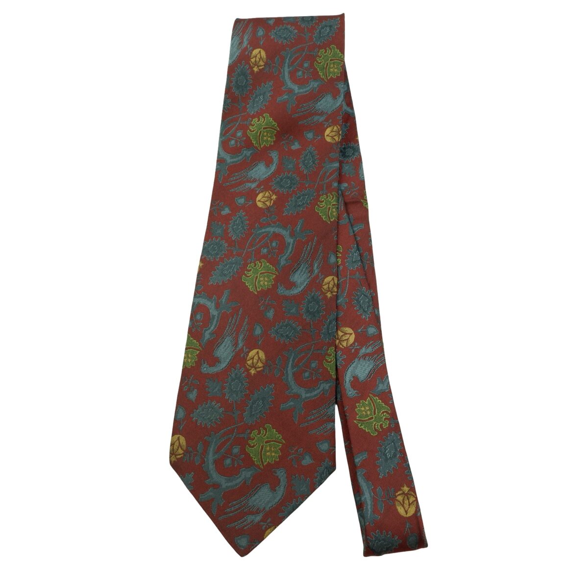 a16064 5 Yves Saint Laurent Tie Silk Brown Floral Pattern Japan (US Import Tax Included) มุมที่ 5