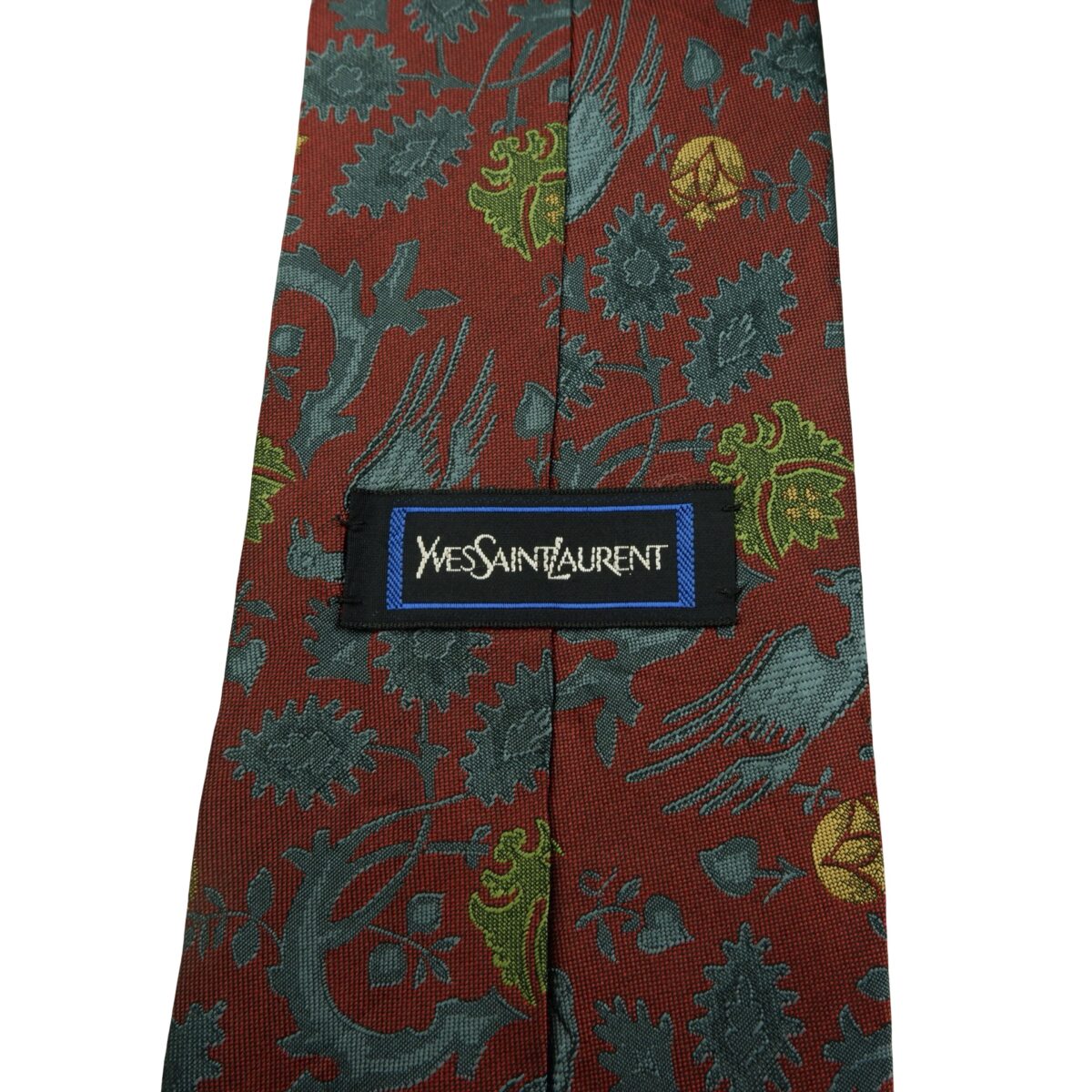 a16064 9 Yves Saint Laurent Tie Silk Brown Floral Pattern Japan (US Import Tax Included) มุมที่ 9
