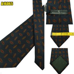 Ermenegildo Zegna Tie Silk Black Geometric Italy (US Import Tax Included) มุมที่ 1