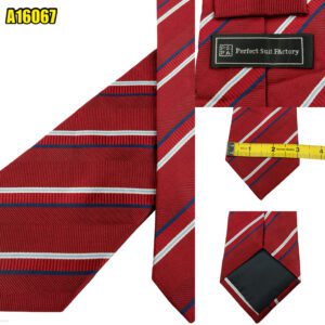 Perfect Suit Factory Tie Silk Red White Stripe China (US Import Tax Included) มุมที่ 1