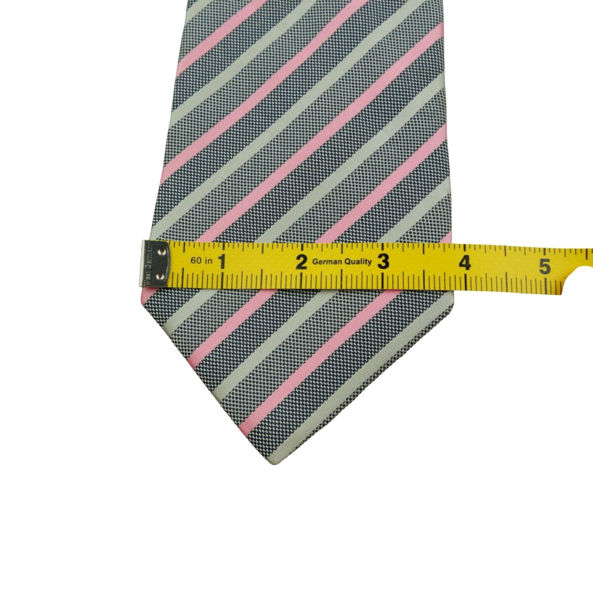 a16068 12 Unbrand Tie Silk Gray Pink Stripe Italy (US Import Tax Included) มุมที่ 12