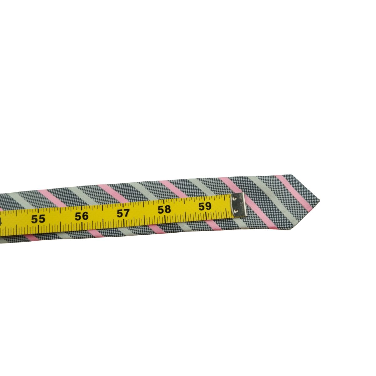 a16068 13 Unbrand Tie Silk Gray Pink Stripe Italy (US Import Tax Included) มุมที่ 13