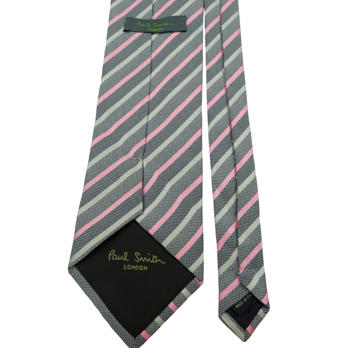a16068 4 Unbrand Tie Silk Gray Pink Stripe Italy (US Import Tax Included) มุมที่ 4
