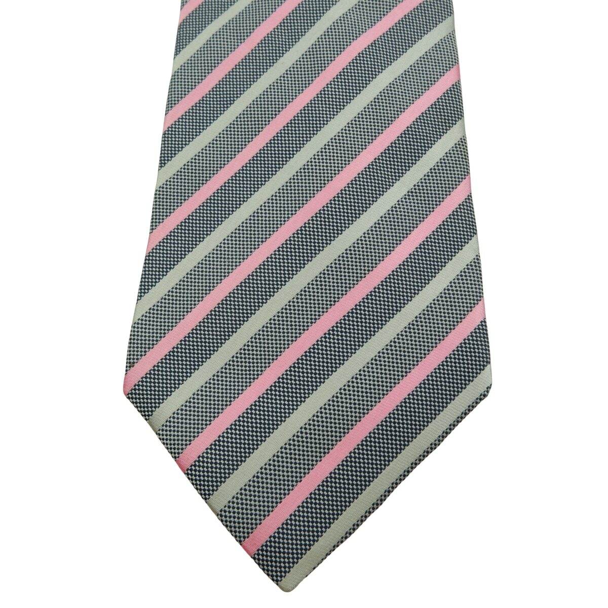 a16068 6 Unbrand Tie Silk Gray Pink Stripe Italy (US Import Tax Included) มุมที่ 6