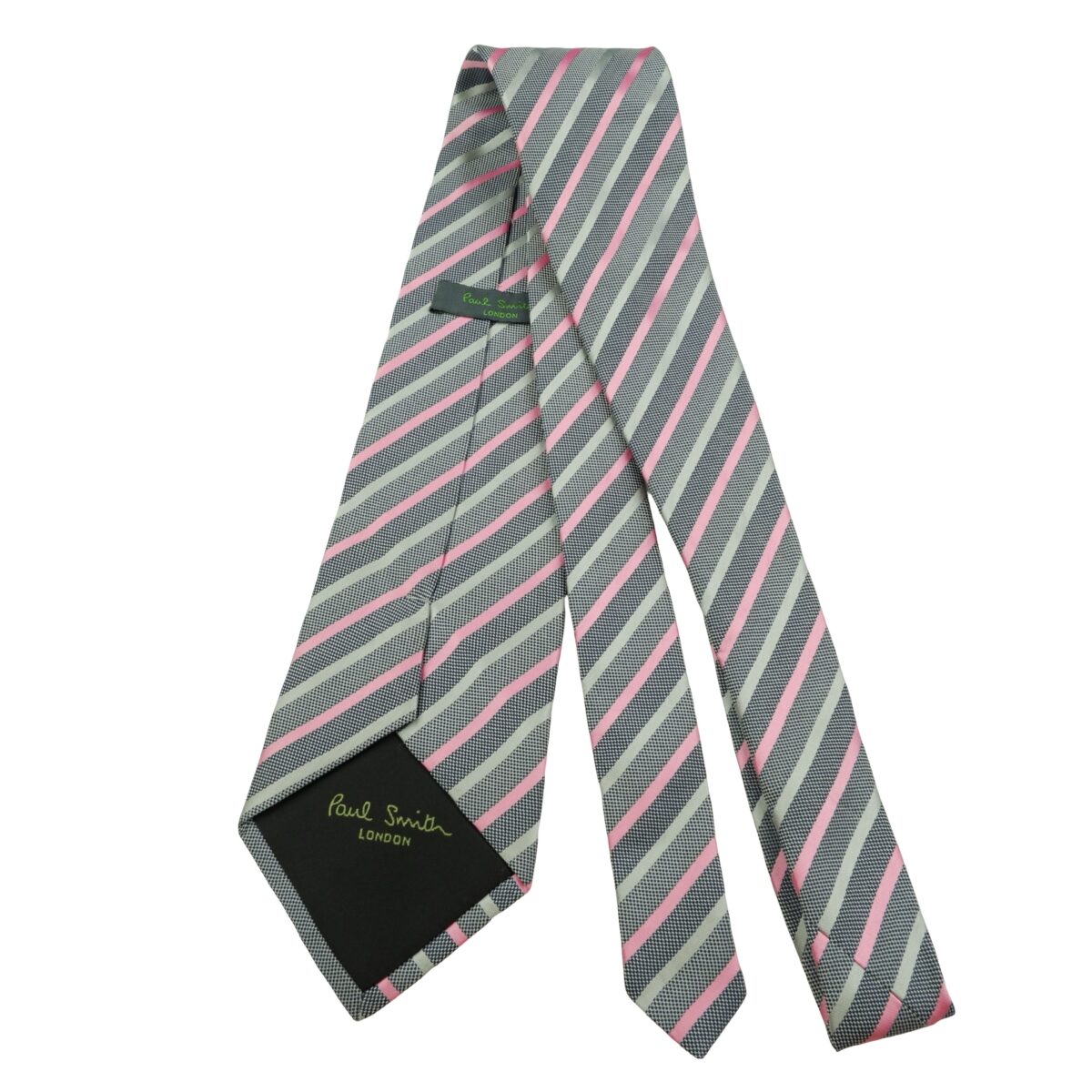 a16068 7 Unbrand Tie Silk Gray Pink Stripe Italy (US Import Tax Included) มุมที่ 7