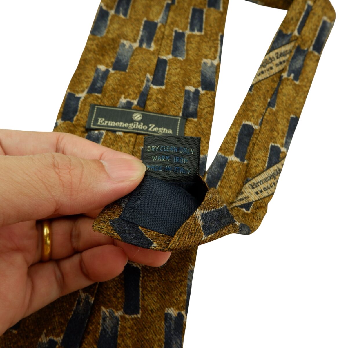 a16069 11 Ermenegildo Zegna Tie Silk Brown Black Geometric Italy (US Import Tax Included) มุมที่ 11