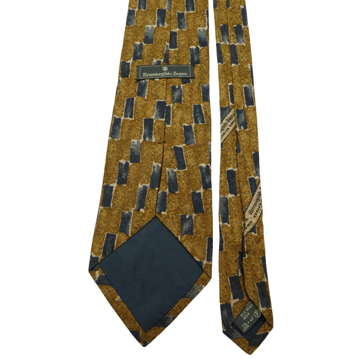 a16069 4 Ermenegildo Zegna Tie Silk Brown Black Geometric Italy (US Import Tax Included) มุมที่ 4