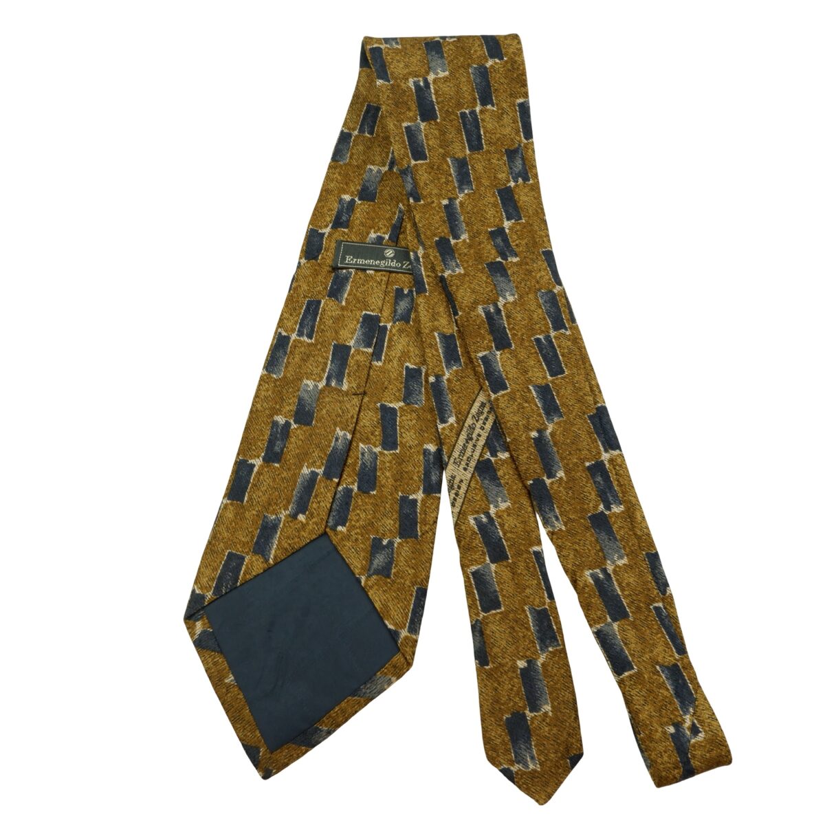 a16069 7 Ermenegildo Zegna Tie Silk Brown Black Geometric Italy (US Import Tax Included) มุมที่ 7