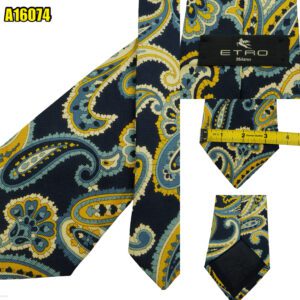 Etro Tie Silk Blue Paisley Pattern Italy (US Import Tax Included) มุมที่ 1