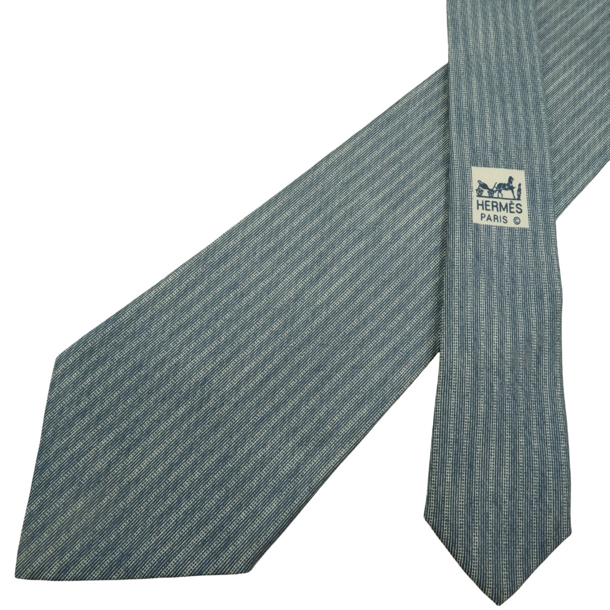 a16075 2 Hermes Tie Silk Gray France (US Import Tax Included) มุมที่ 2