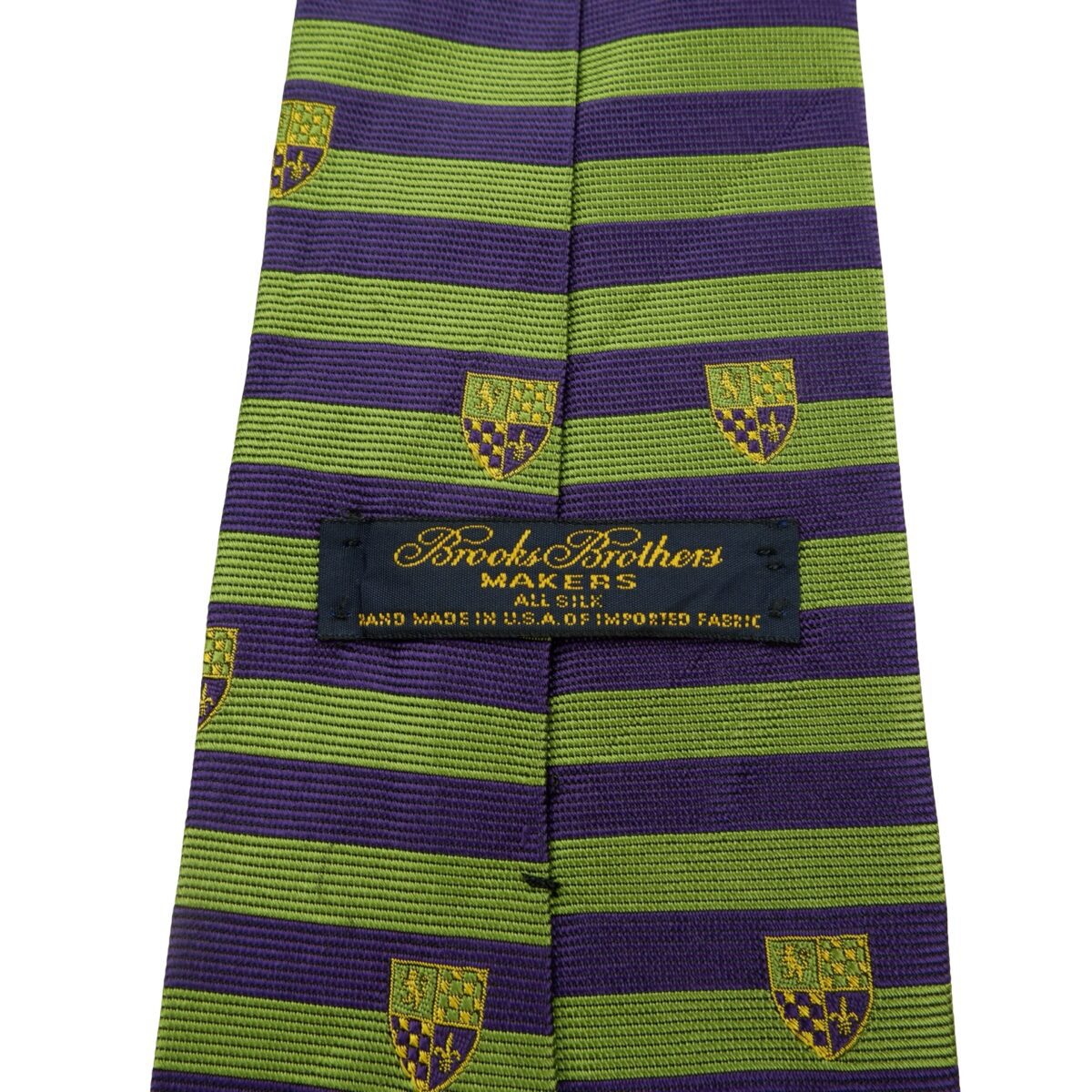 a16077 10 Brooks Brothers Tie Silk Green Purple Stripe Badge USA (US Import Tax Included) มุมที่ 10