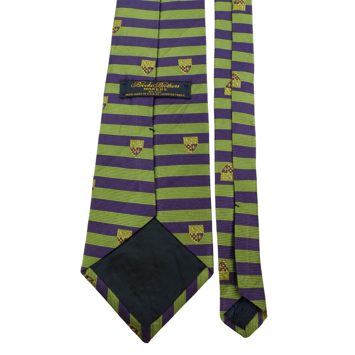 a16077 5 Brooks Brothers Tie Silk Green Purple Stripe Badge USA (US Import Tax Included) มุมที่ 5