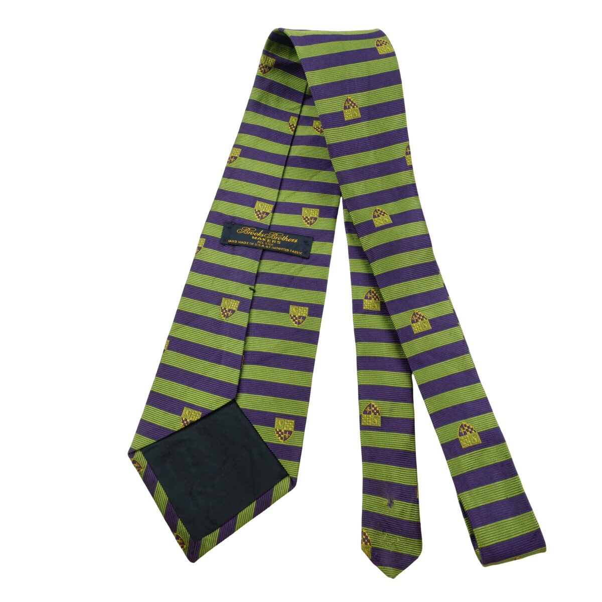 a16077 8 Brooks Brothers Tie Silk Green Purple Stripe Badge USA (US Import Tax Included) มุมที่ 8