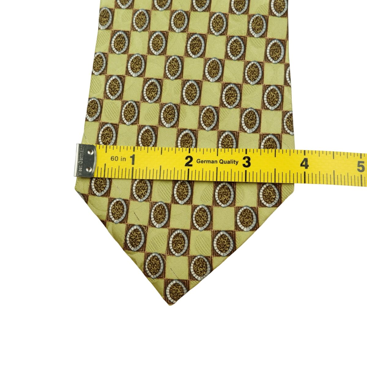 a16080 12 Ermenegildo Zegna Tie Silk Green Geometric Italy (US Import Tax Included) มุมที่ 12
