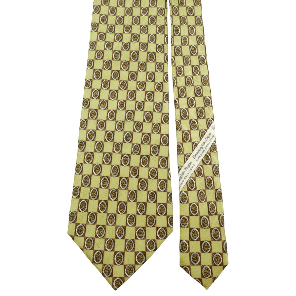 a16080 2 Ermenegildo Zegna Tie Silk Green Geometric Italy (US Import Tax Included) มุมที่ 2