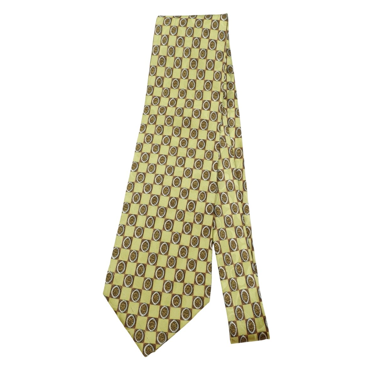 a16080 4 Ermenegildo Zegna Tie Silk Green Geometric Italy (US Import Tax Included) มุมที่ 4