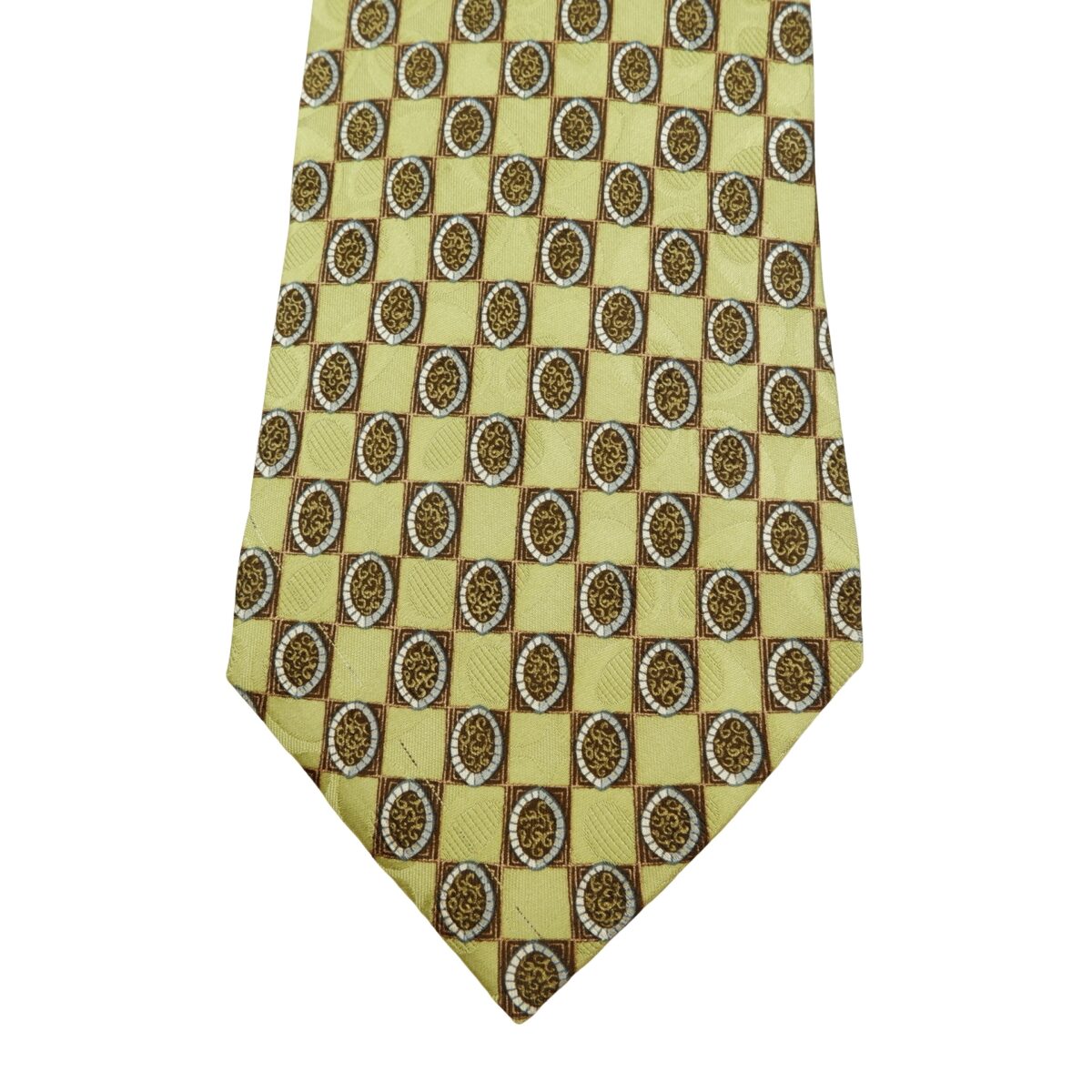 a16080 5 Ermenegildo Zegna Tie Silk Green Geometric Italy (US Import Tax Included) มุมที่ 5