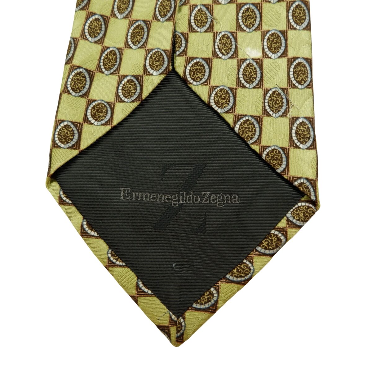 a16080 7 Ermenegildo Zegna Tie Silk Green Geometric Italy (US Import Tax Included) มุมที่ 7
