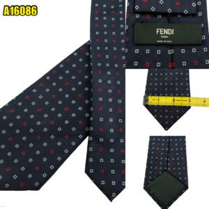 Fendi Tie Silk Black Monogram Italy (US Import Tax Included) มุมที่ 1