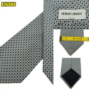 Giorgio Armani Tie Silk Black Silver Dot Geometric Italy (US Import Tax Included) มุมที่ 1