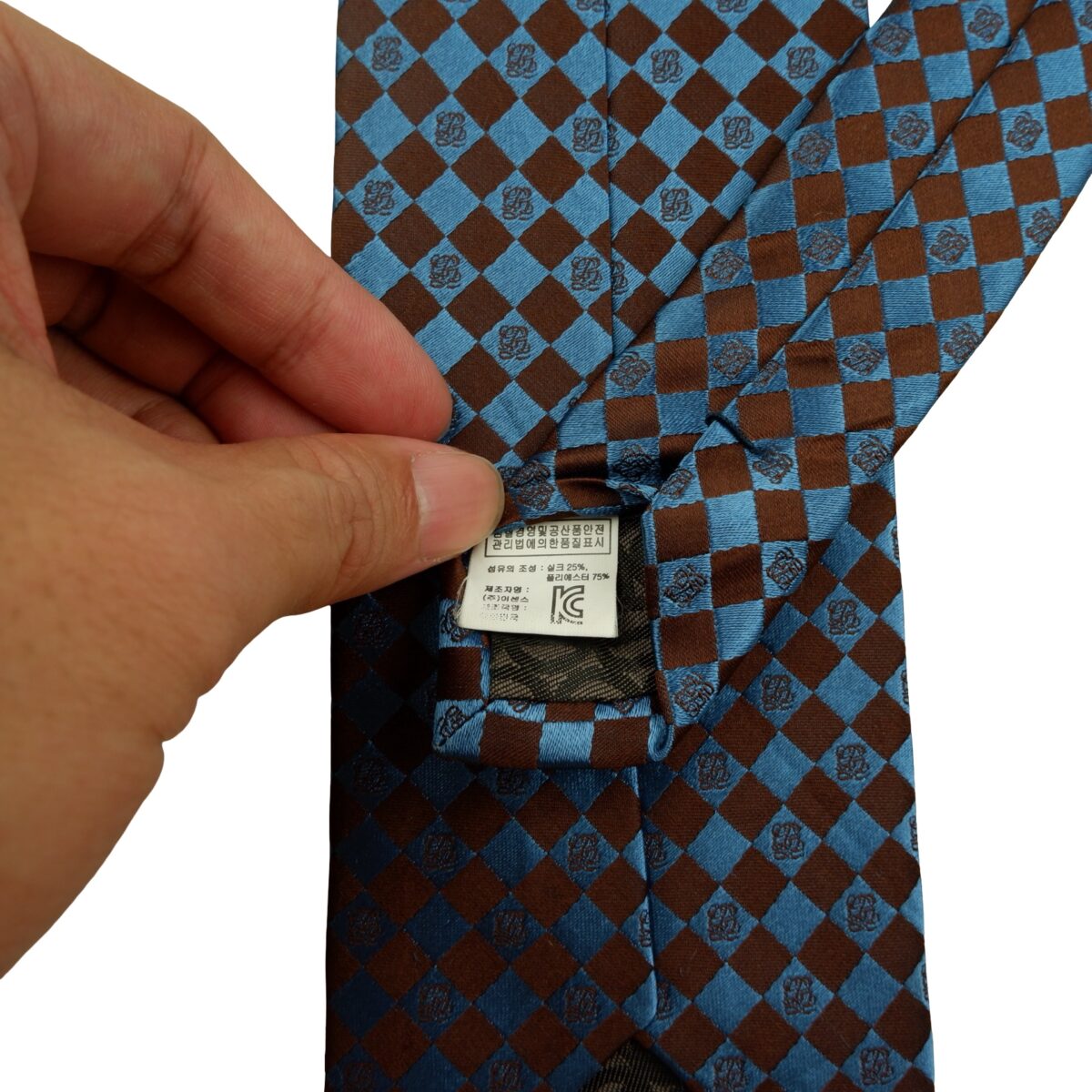 a16092 10 Louis Quatorze Tie PE Silk Blue Brown Geometric Korea (US Import Tax Included) มุมที่ 10