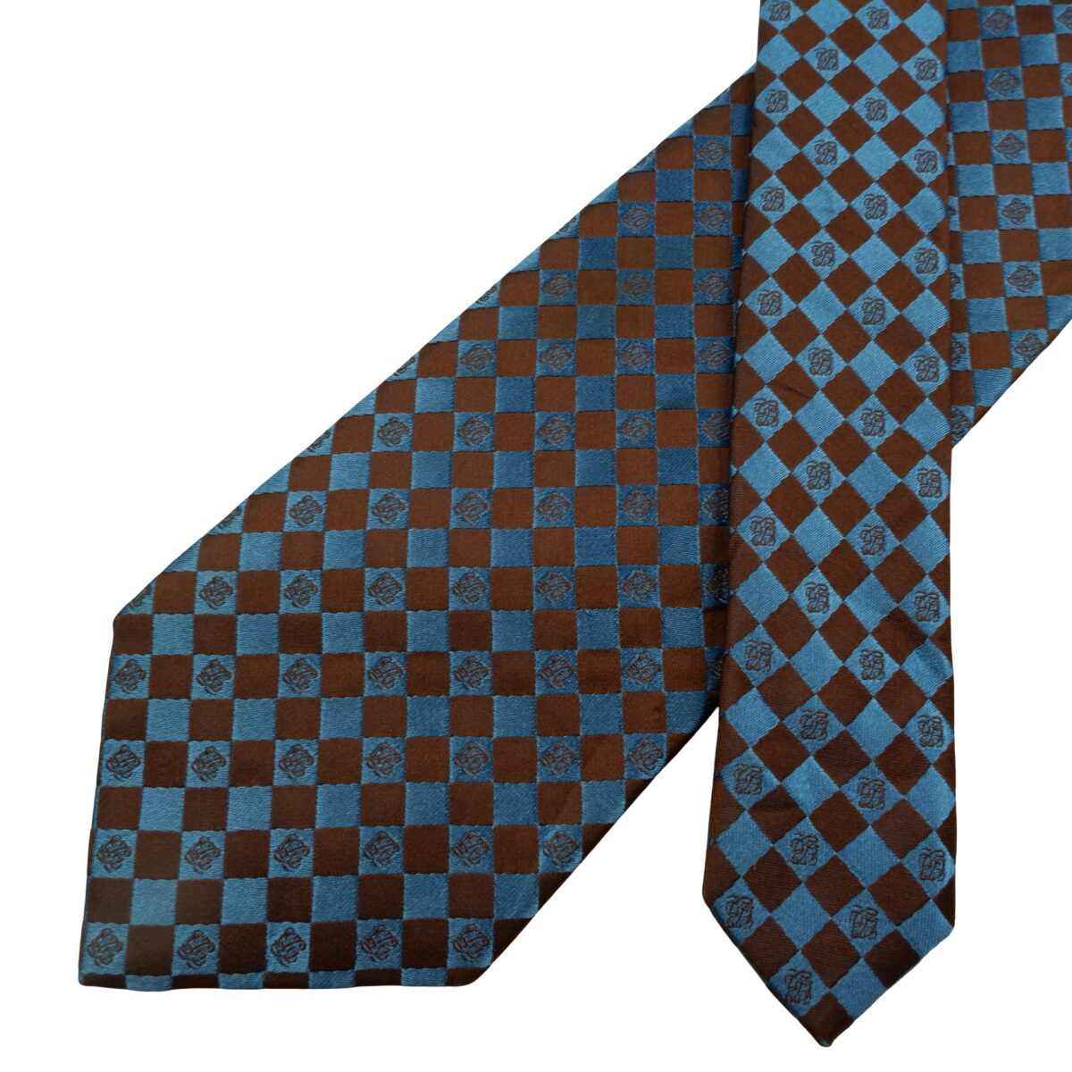 a16092 2 Louis Quatorze Tie PE Silk Blue Brown Geometric Korea (US Import Tax Included) มุมที่ 2