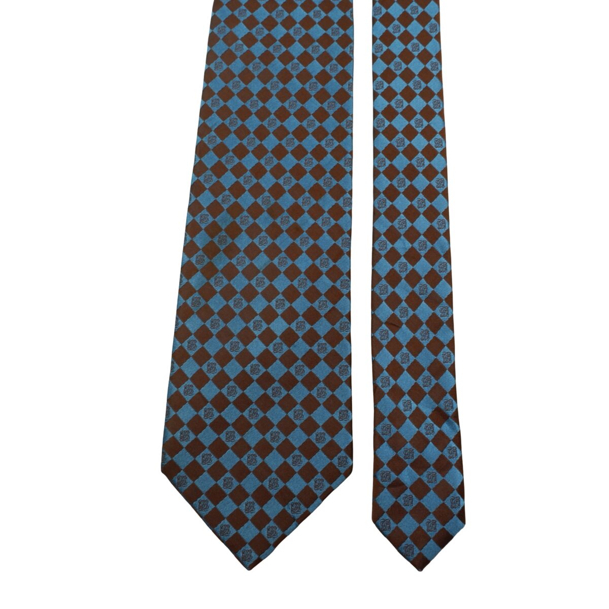 a16092 3 Louis Quatorze Tie PE Silk Blue Brown Geometric Korea (US Import Tax Included) มุมที่ 3