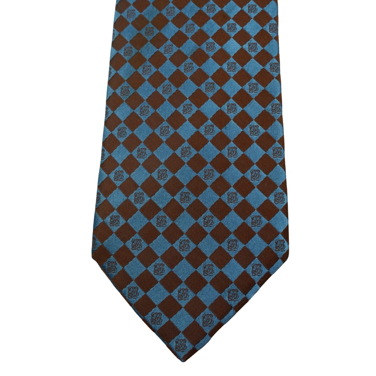 a16092 6 Louis Quatorze Tie PE Silk Blue Brown Geometric Korea (US Import Tax Included) มุมที่ 6