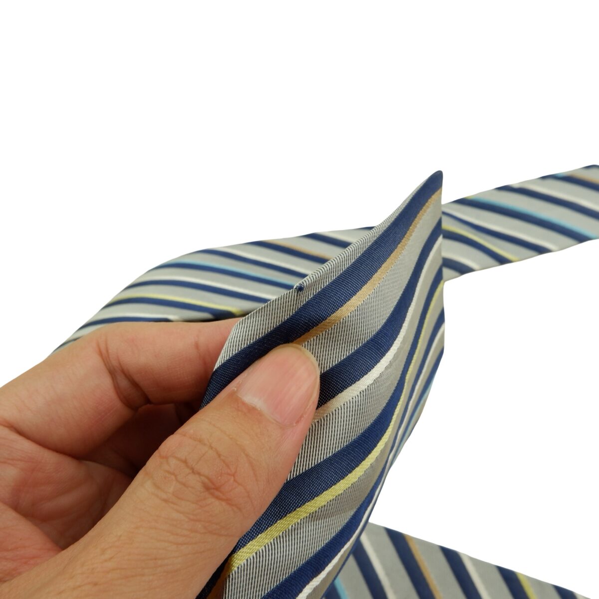 a16094 12 Hugo Boss Tie Silk Gray Blue Stripe Italy (US Import Tax Included) มุมที่ 12