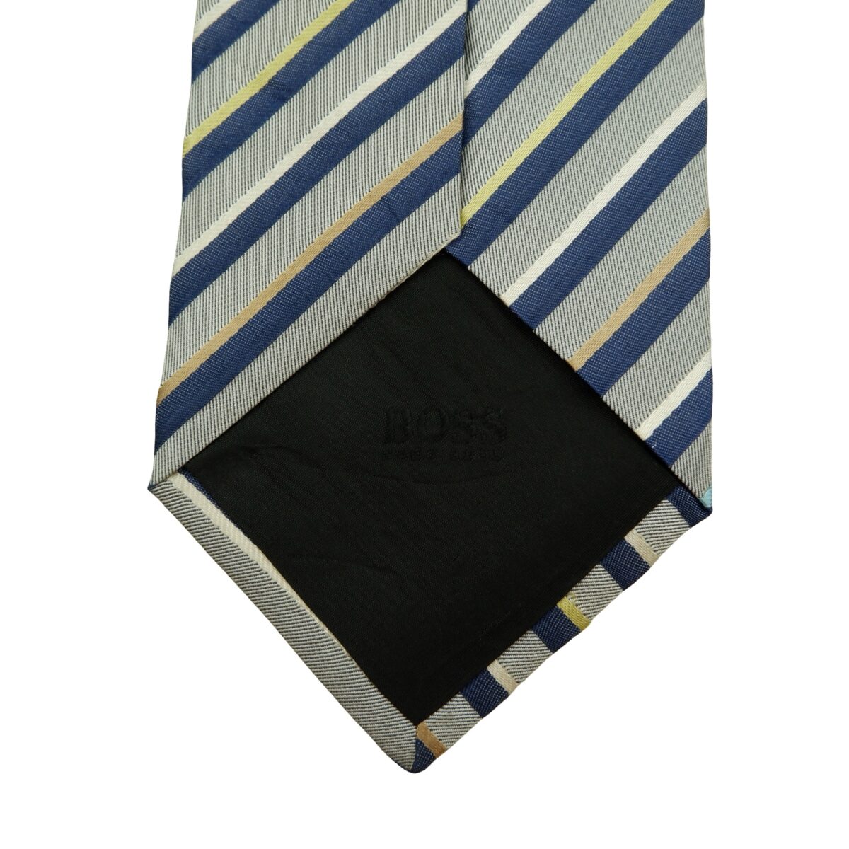a16094 8 Hugo Boss Tie Silk Gray Blue Stripe Italy (US Import Tax Included) มุมที่ 8
