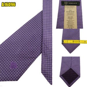 Versace Tie Silk Purple Geometric Italy (US Import Tax Included) มุมที่ 1