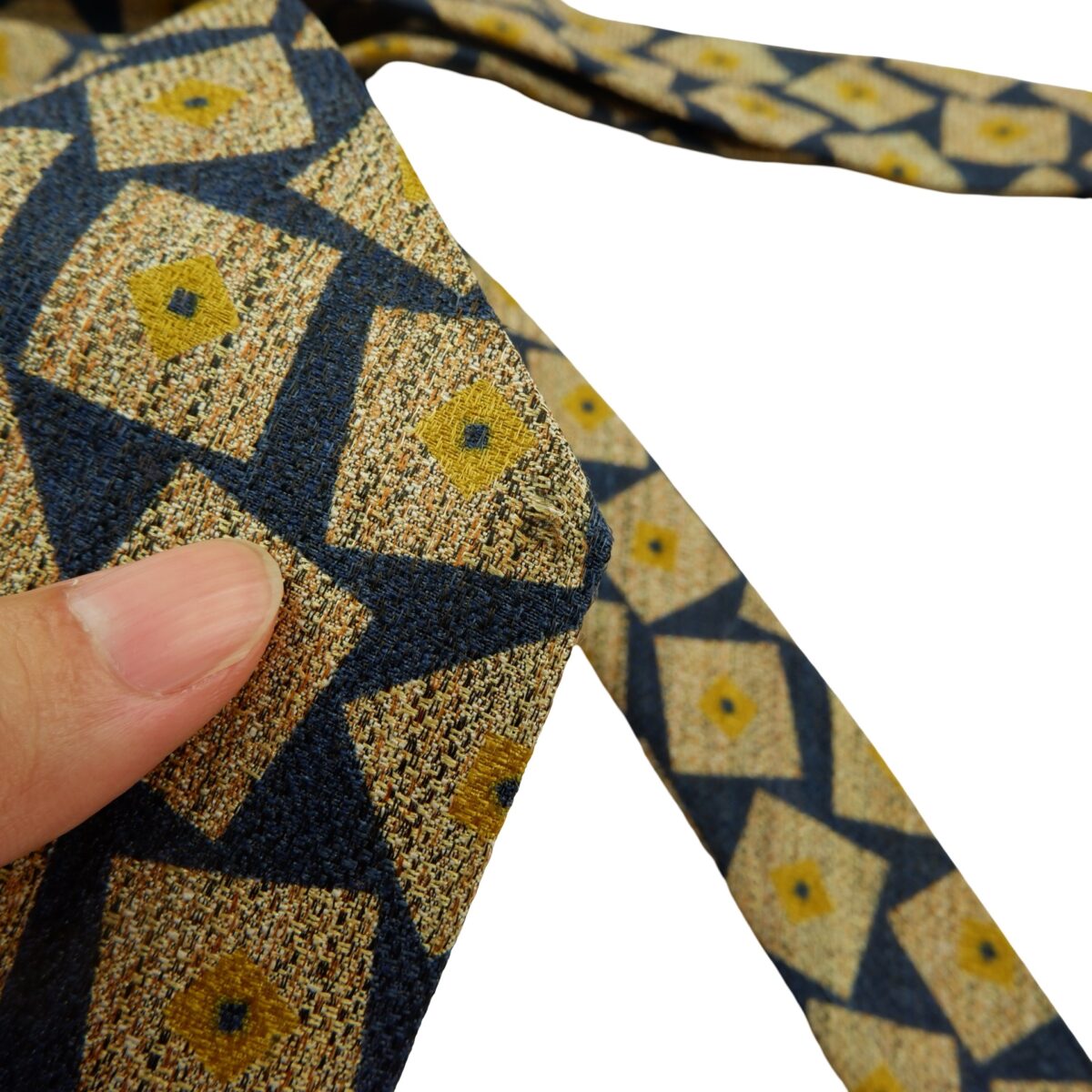a16097 12 Bally Tie Silk Blue Beige Geometric Italy (US Import Tax Included) มุมที่ 12