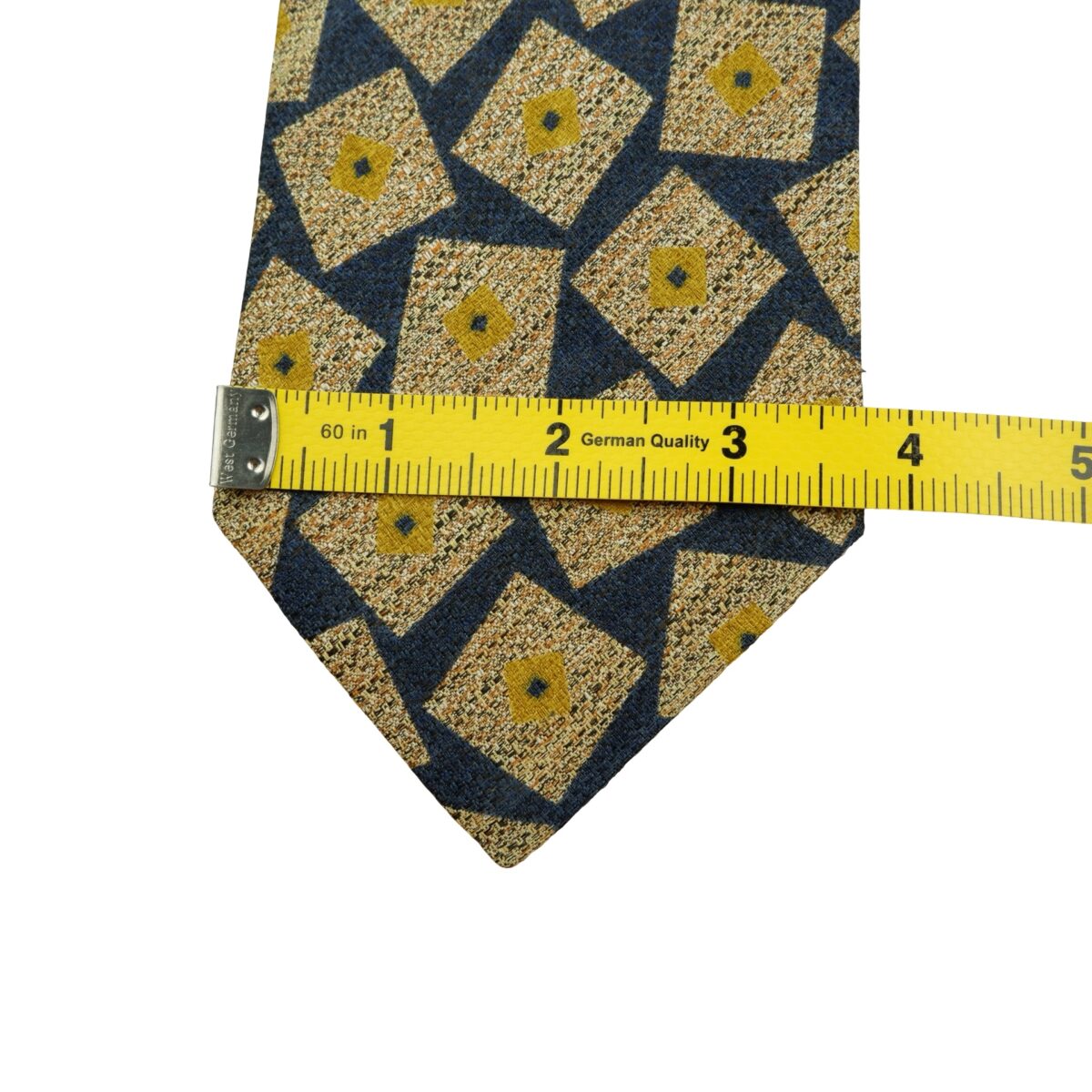 a16097 13 Bally Tie Silk Blue Beige Geometric Italy (US Import Tax Included) มุมที่ 13