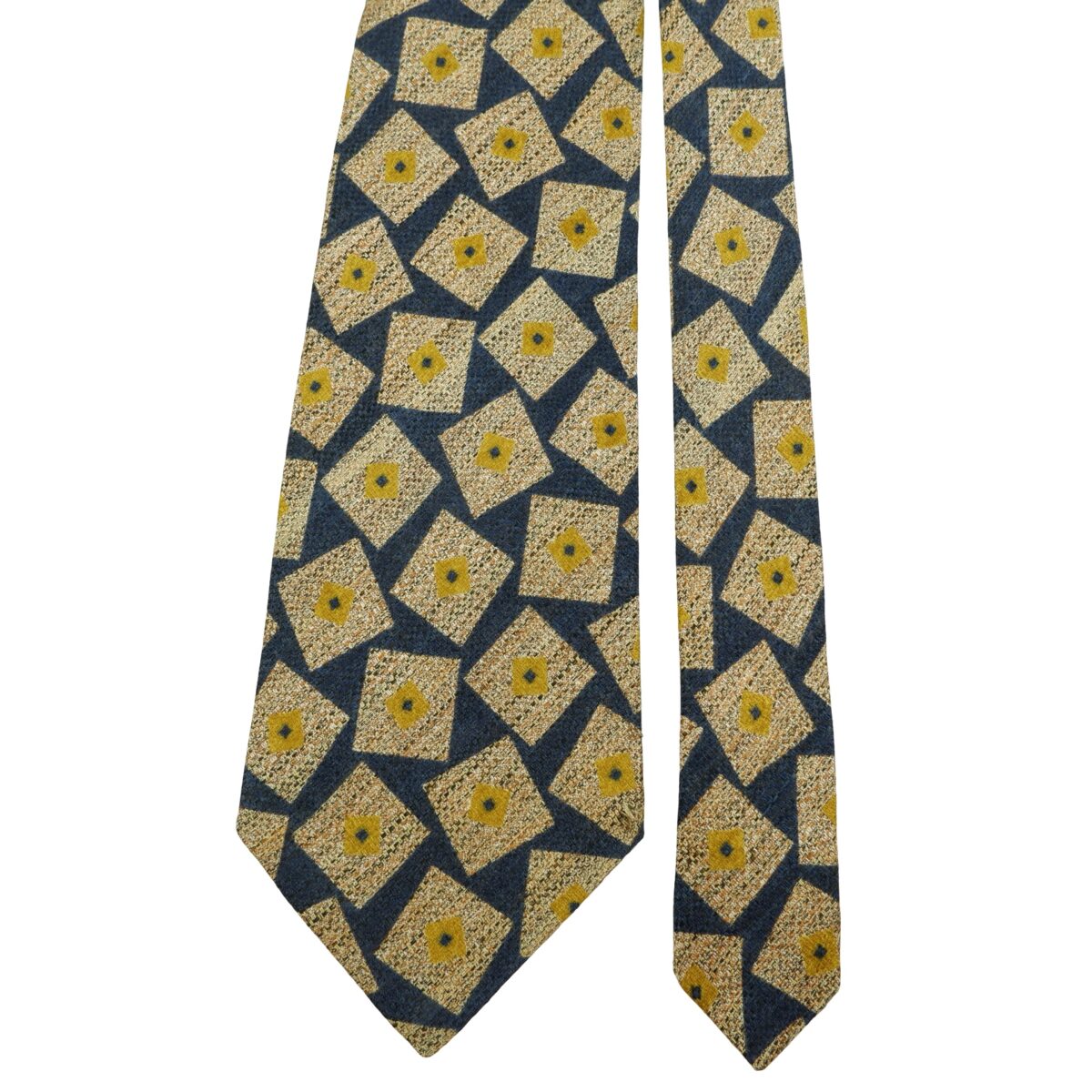 a16097 3 Bally Tie Silk Blue Beige Geometric Italy (US Import Tax Included) มุมที่ 3