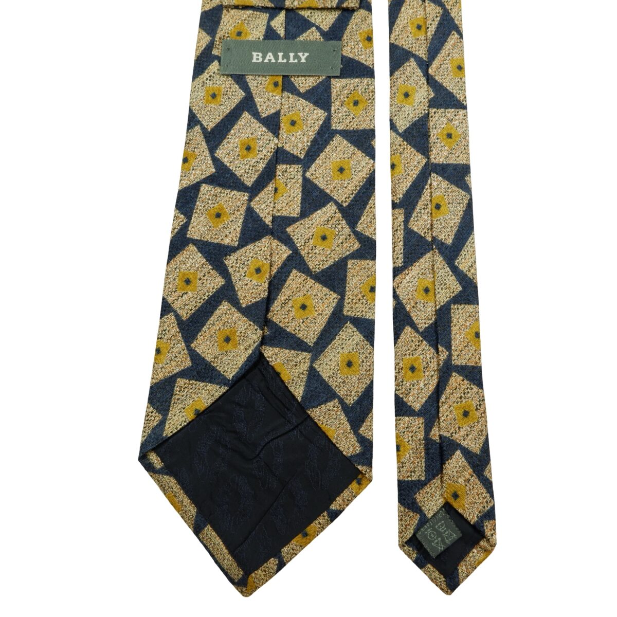 a16097 4 Bally Tie Silk Blue Beige Geometric Italy (US Import Tax Included) มุมที่ 4