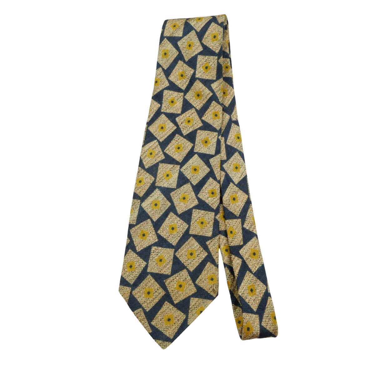 a16097 5 Bally Tie Silk Blue Beige Geometric Italy (US Import Tax Included) มุมที่ 5