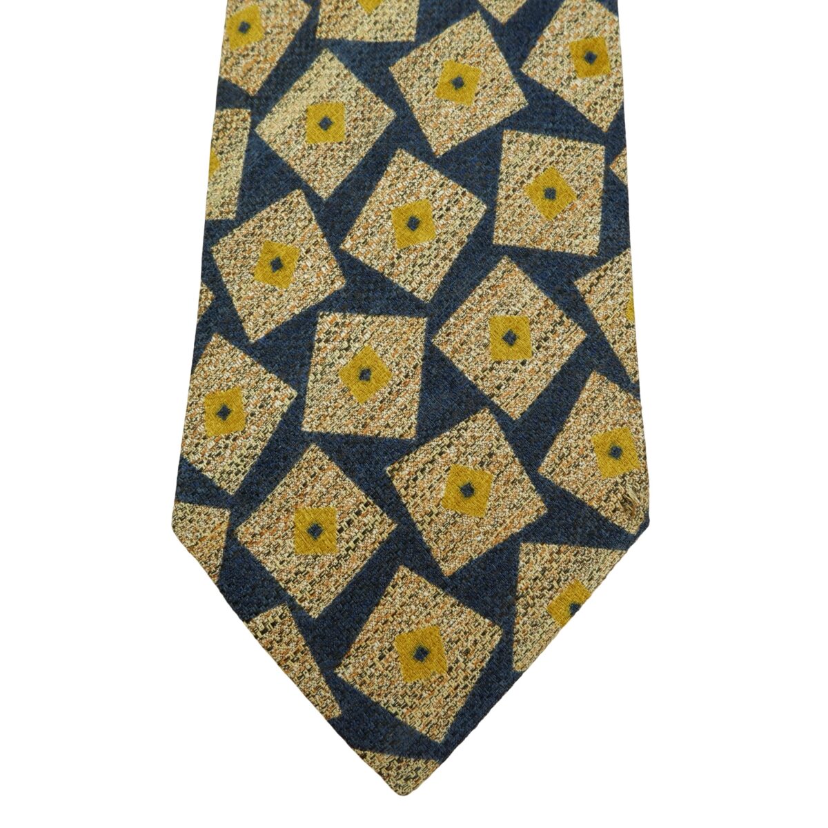 a16097 6 Bally Tie Silk Blue Beige Geometric Italy (US Import Tax Included) มุมที่ 6
