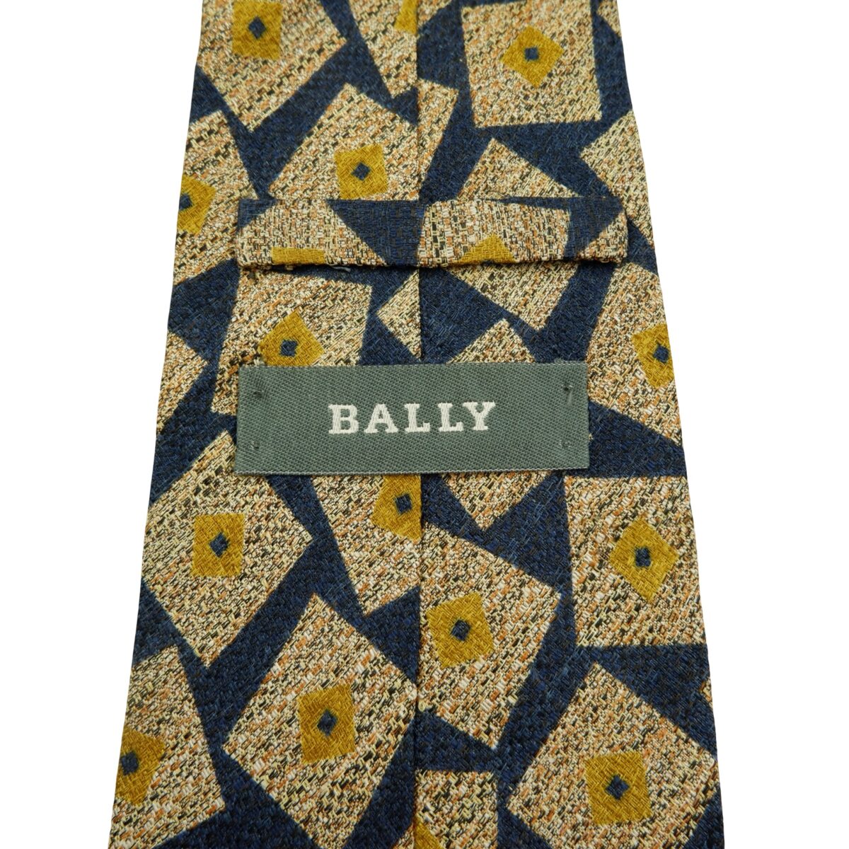 a16097 9 Bally Tie Silk Blue Beige Geometric Italy (US Import Tax Included) มุมที่ 9